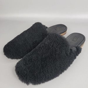UGG Womens Janaya Cozy Mule Shoe Slip On Sheep Fur Closed Round Toe Black 10
